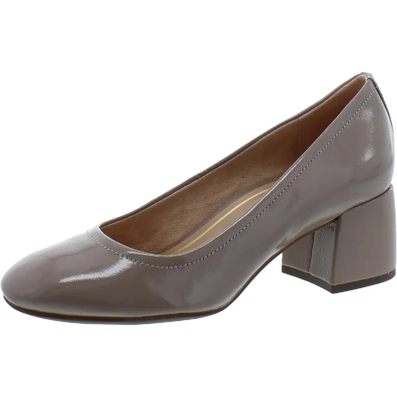 Vionic Womens Carmel Patent Leather Textured Block Heels Chunky Platform Sneaker Style  