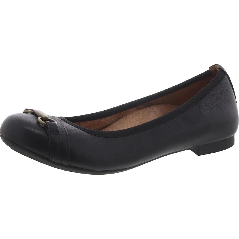 Vionic Womens Delanie Leather Slip-On Ballet Flats Art Deco - Inspired Shoe Look  