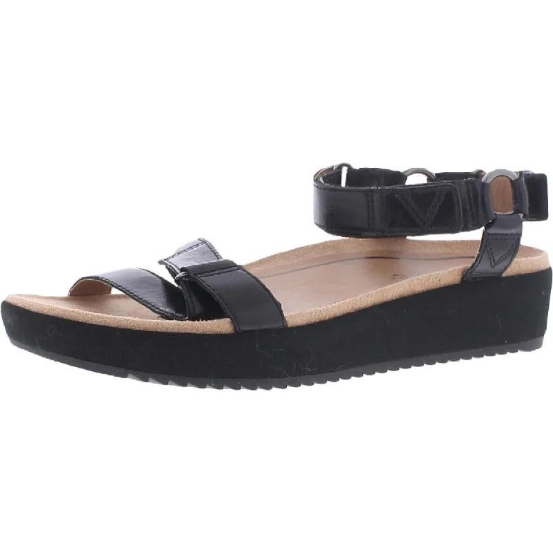 Vionic Womens Kayan Leather Flatform Footbed Sandals Quilted Shoe Design  