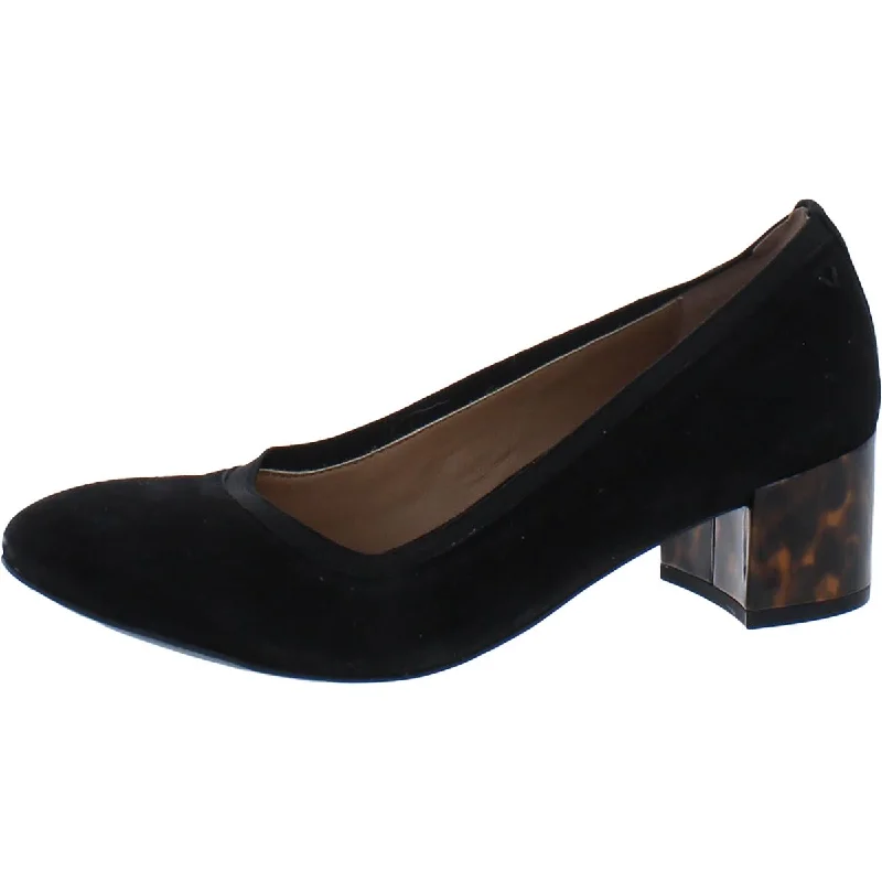 Vionic Womens Natalie Suede Slip On Block Heels Blue Coast Loafer Aesthetic 