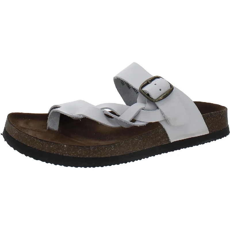 White Mountain Womens Crawford Braided Leather Thong Sandals Ankle - High Military Boot Style  