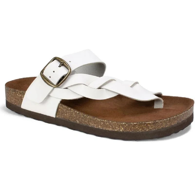 White Mountain Womens Crawford Leather Flat Thong Sandals Artisan - Crafted Loafer Style  