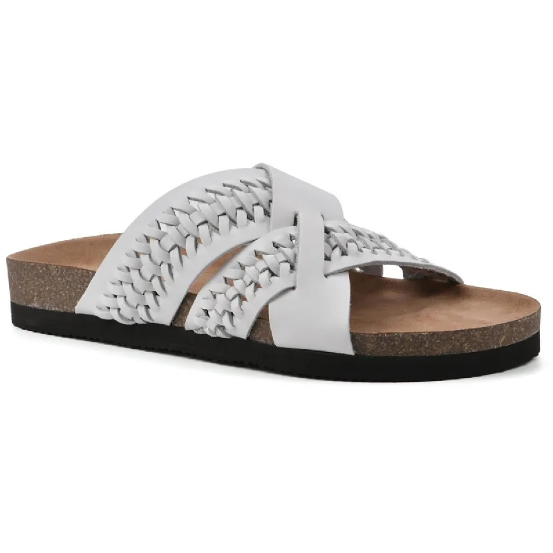 White Mountain Womens HARDING Leather Slip On Slide Sandals Bespoke Shoe Aesthetic 