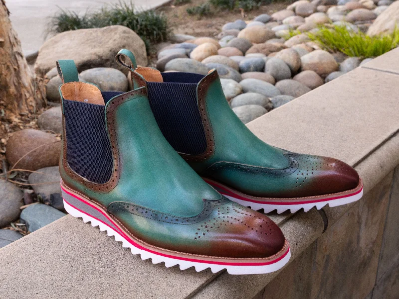 550-19-Turquoise/Wine Cowboy Boot Western Style  