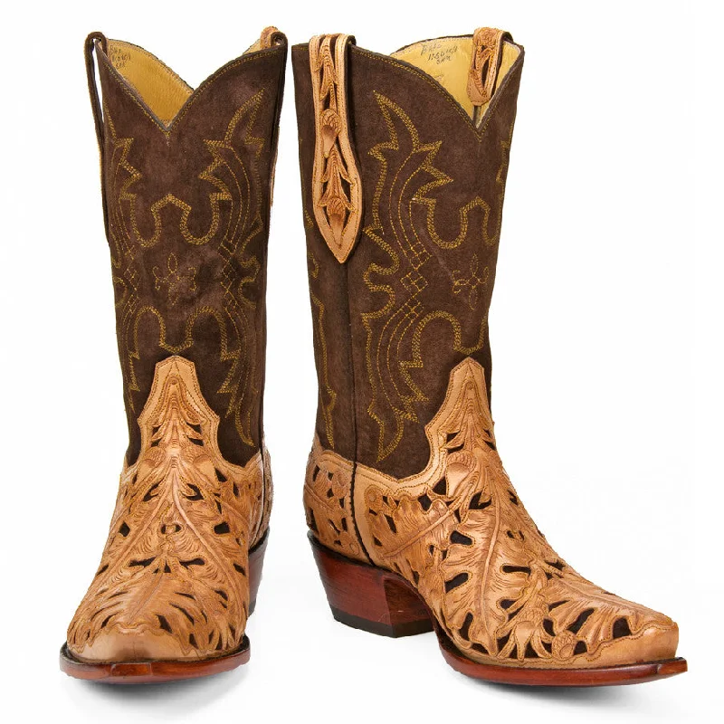 Acorn Oak Leaf Tooled 12" Suede Desert Boot 