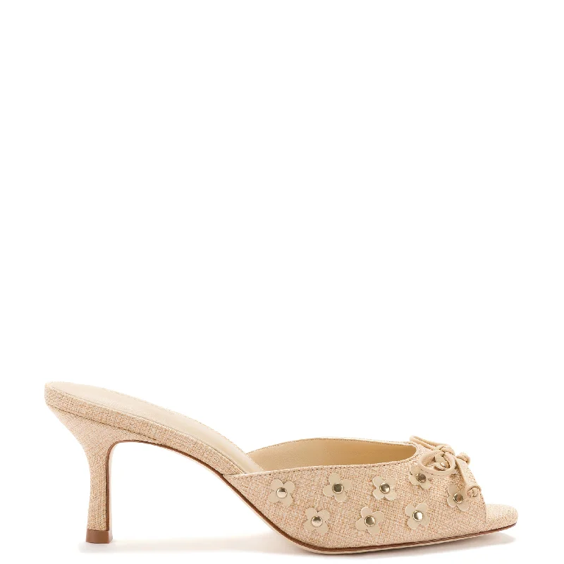 Jasmine Mule In Beige Raffia Victorian - Era Boot Style  