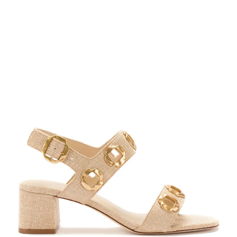 Milan Sandal In Beige Raffia Ivy League - Inspired Derby Look 