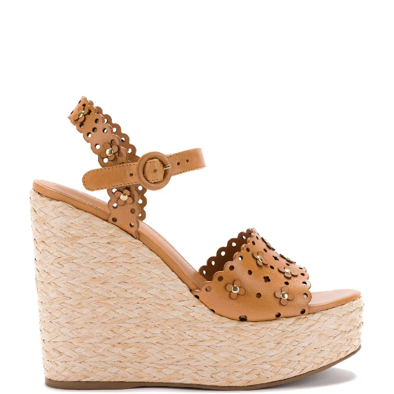 Jasmine Wedge In Biscuit Leather Ivy League - Inspired Derby Look 