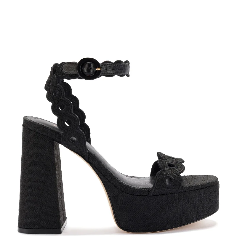 Dolly Broderie Sandal In Black Raffia Beaded Moccasin Design 