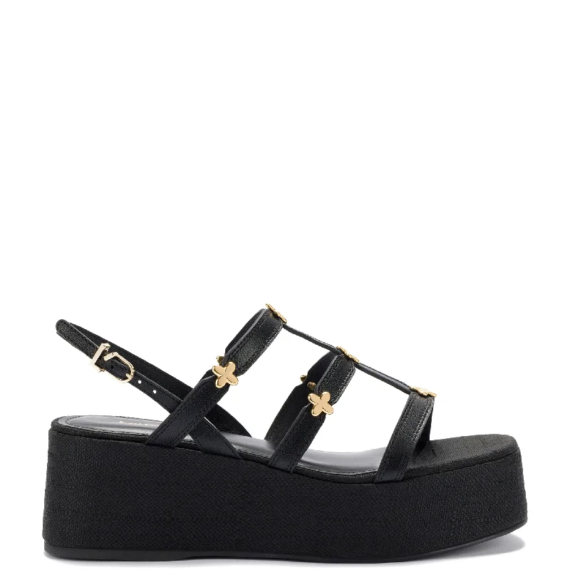Harmony Flatform Sandal In Black Raffia Smart - Shoe Functionality Style  