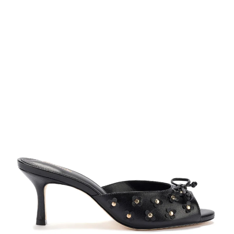 Jasmine Mule In Black Leather Two - Tone Shoe Design  
