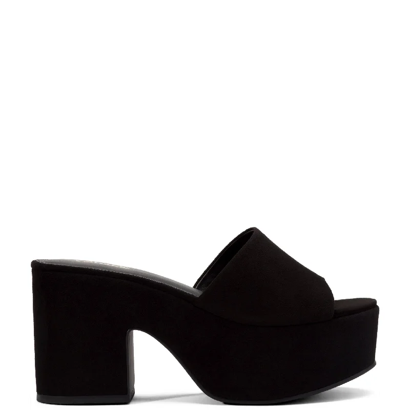 Miso Platform Sandal In Black Suede Quick - Dry Hiking Shoe Style   