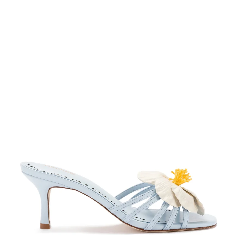 Magnolia Mule In Cerulean Blue Leather Victorian - Era Boot Style  