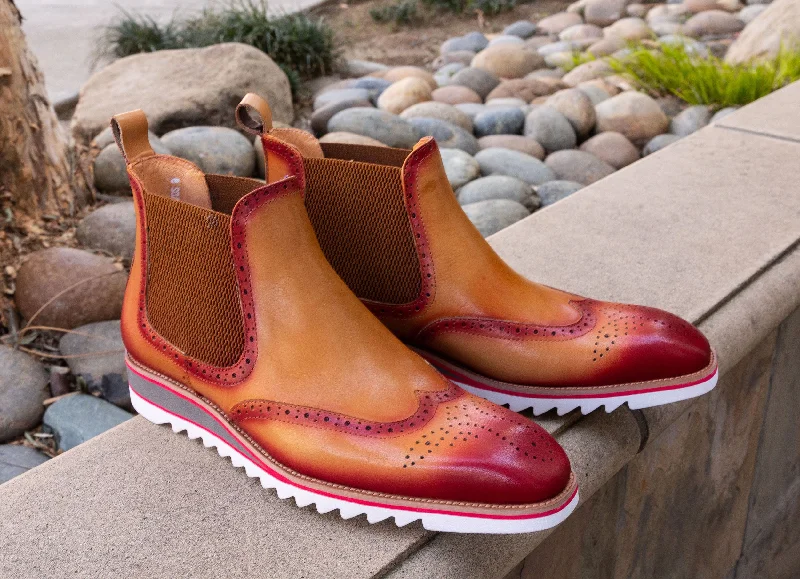 550-19-Cognac/Burgundy Single - Buckle Monk Look  