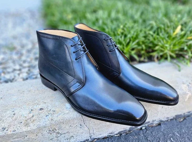 Calfskin Chukka Boot Navy Monochromatic Shoe Look  