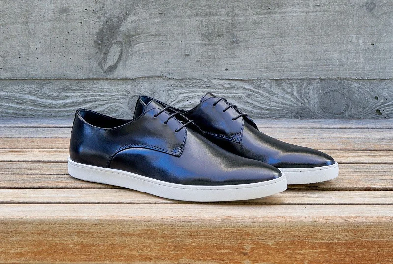 Calfskin Lace-Up Sneaker Black Tassel Driving Shoe Look 