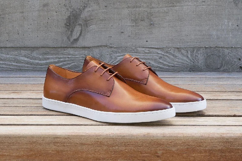 Calfskin Lace-Up Sneaker Cognac Waterproof Hiking Boot Design  