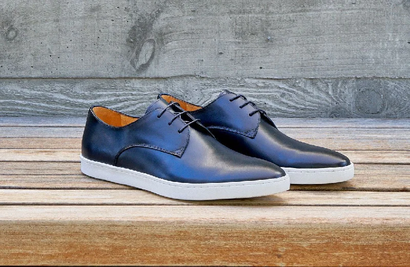 Calfskin Lace-Up Sneaker Navy Suede Desert Boot 