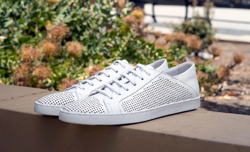 Calfskin Lace-Up Sneaker White Hemp - Material Shoe Style  