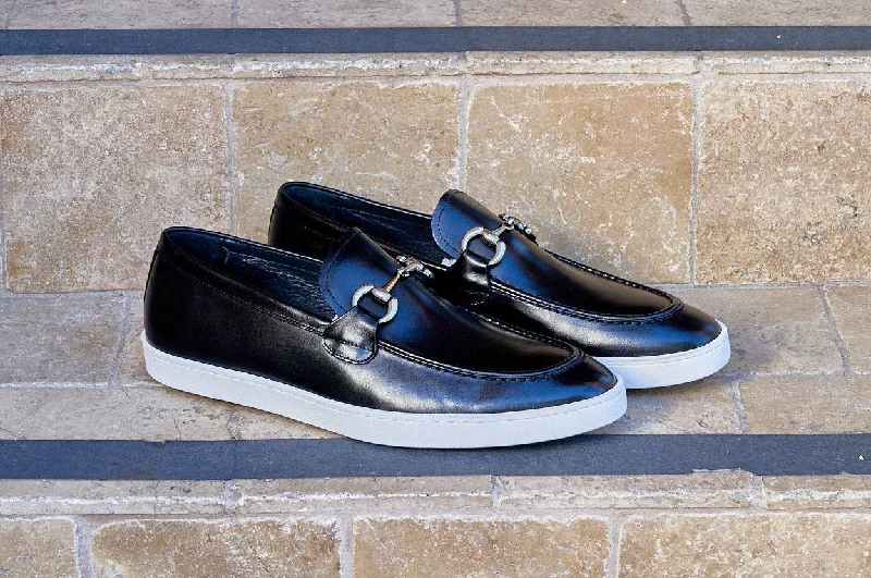 Calfskin Slip-On Horsebit Loafer Black Loose - Fit Slipper Style  