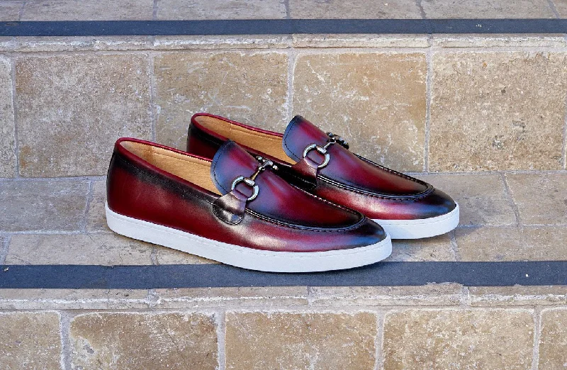 Calfskin Slip-On Horsebit Loafer Burgundy Hiking Boot Durability Style  