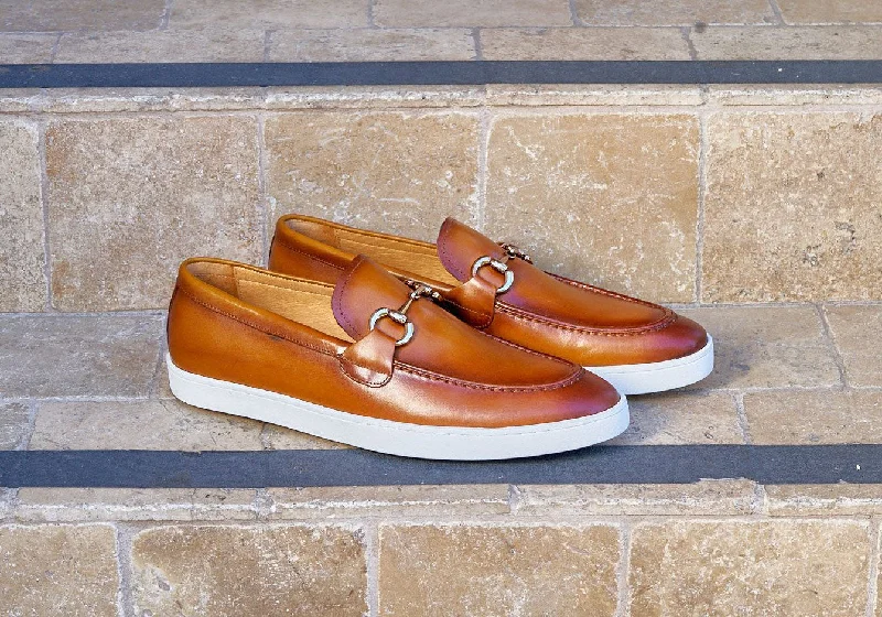 Calfskin Slip-On Horsebit Loafer Cognac Aesthetic  