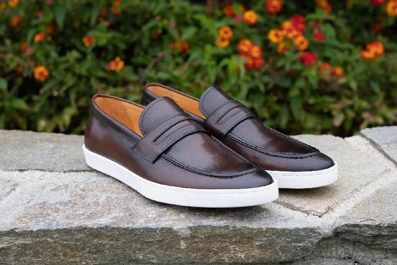 Calfskin Slip On Loafer Chestnut Monochromatic Shoe Look  