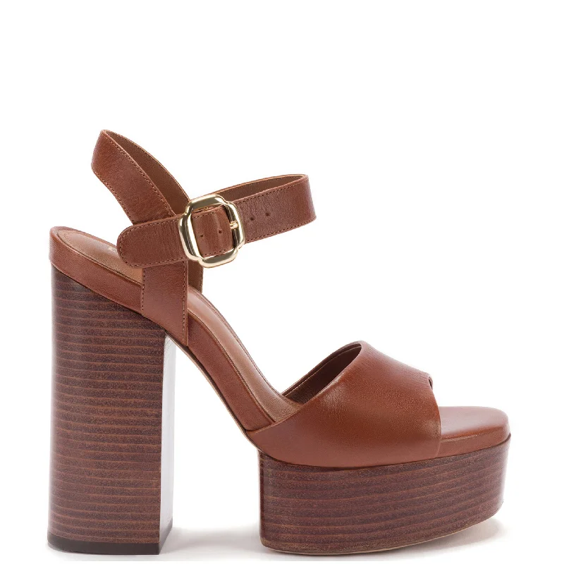 Vanessa Platform Sandal In Caramel Leather Hip - Hop Sneaker Style  
