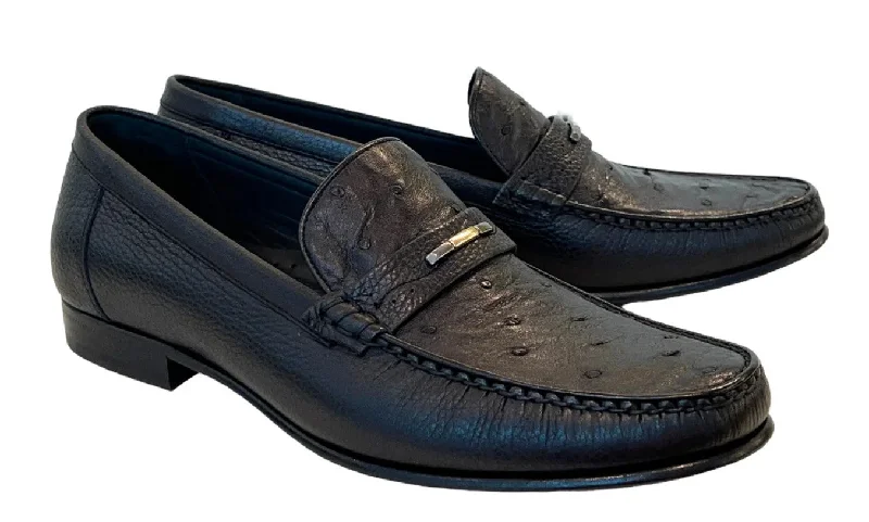 Corrente Style 3898 Ostrich Loafer Black Smart - Shoe Functionality Style  