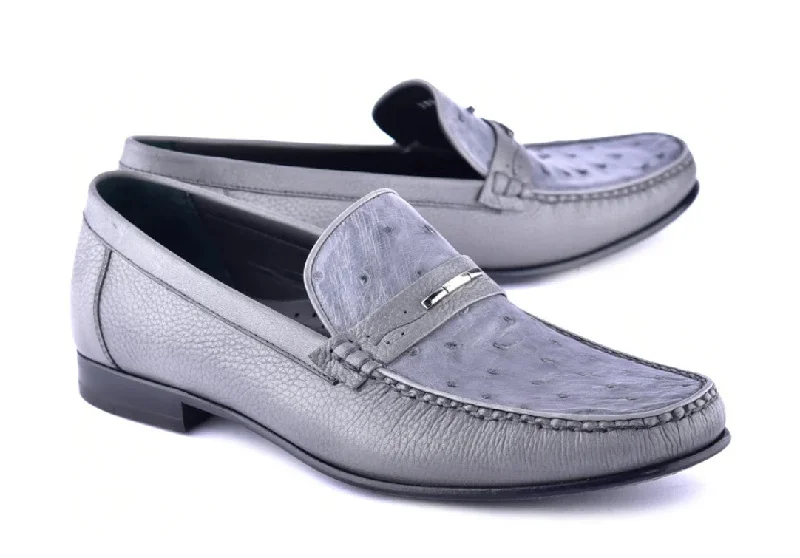 Corrente Style 3898 Ostrich Loafer Grey Tech - Inspired Sneaker Look  
