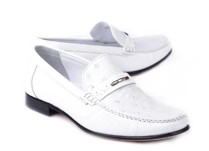 Corrente Style 3898 Ostrich Loafer White Zip - Up Boot Style  