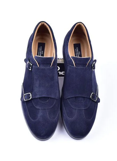 Corrente Suede Double Monkstrap Sneaker Navy Patchwork Shoe Aesthetic  