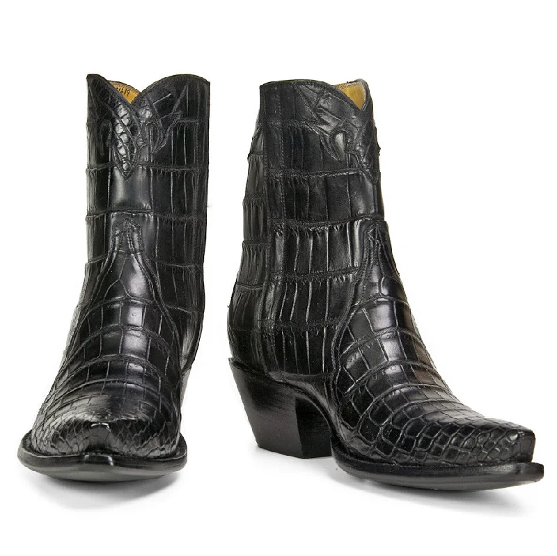 Full Crocodile Ankle Zipper - Black Elastic - Sided Chelsea Look  