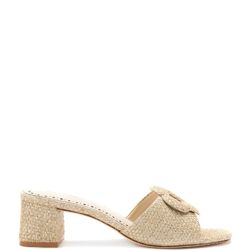 Flora Mule In Gold Metallic Raffia Quick - Dry Hiking Shoe Style   