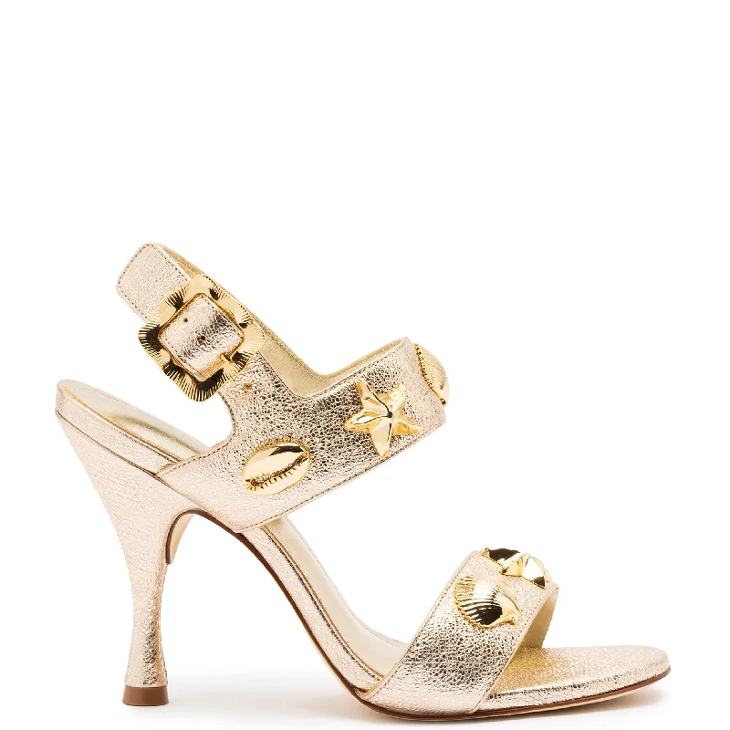 Madison Sandal In Gold Metallic Leather Neon - Accent Sneaker Look  