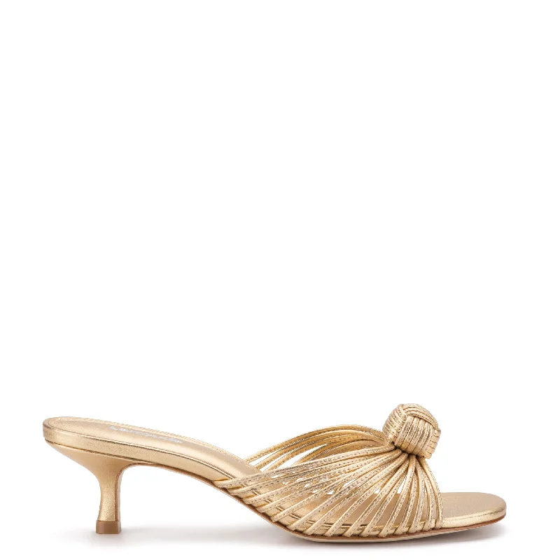 Valerie Mule In Gold Metallic Leather Athleisure Derby Style  