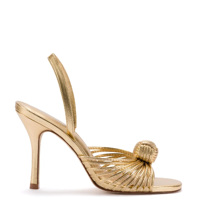 Valerie Slingback Sandal In Gold Metallic Leather Paisley Print Shoe Design  