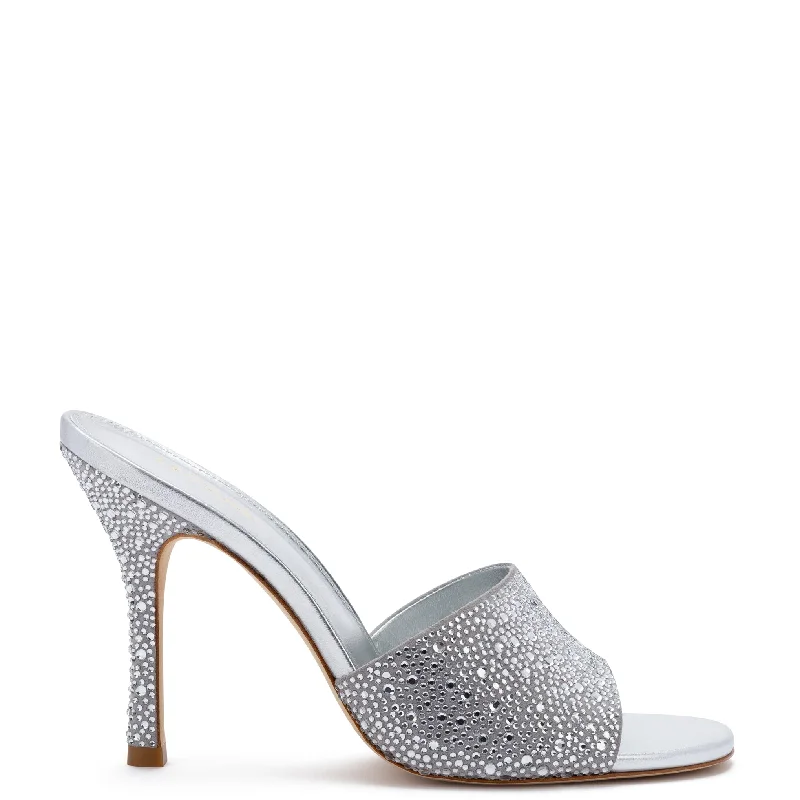 Colette Crystal Mule In Gray Suede Chunky Platform Sneaker Style  
