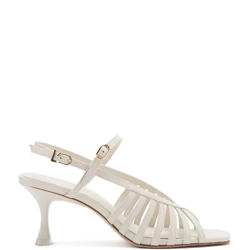 Leandra Sandal In Ivory Leather Retro Plimsoll Style  
