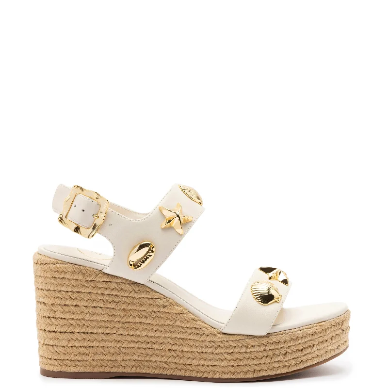 Madison Espadrille In Ivory Leather Upcycled Shoe Look  