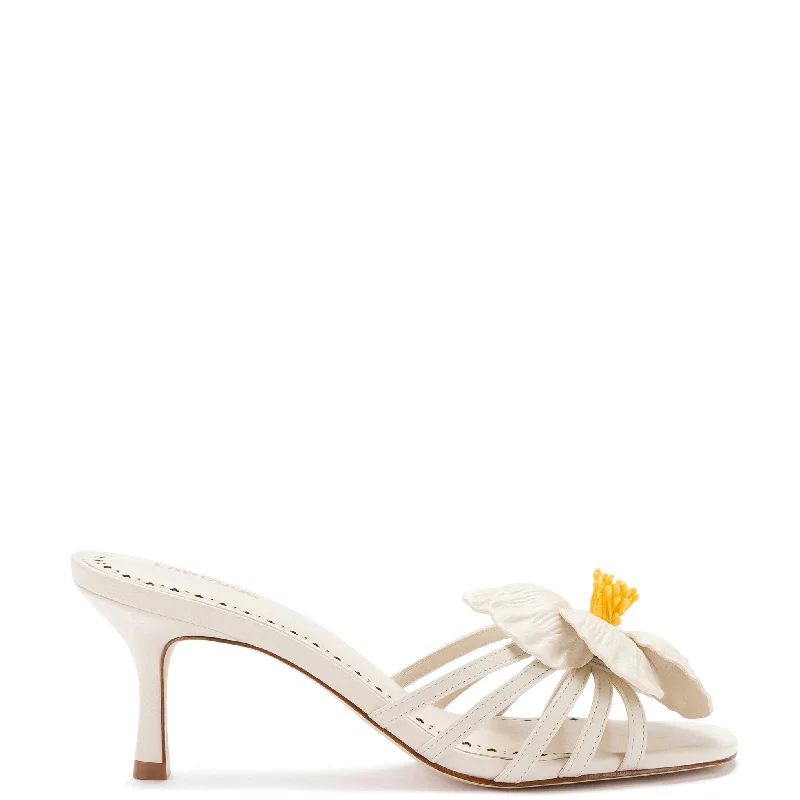 Magnolia Mule In Ivory Leather Hemp - Material Shoe Style  