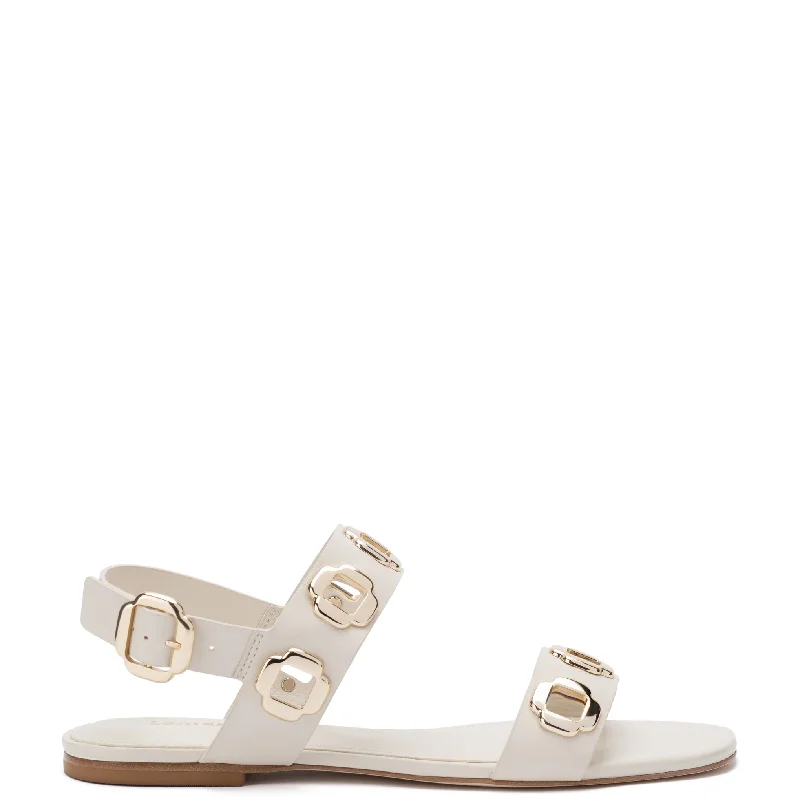 Milan Flat Sandal In Ivory Leather Artisan - Crafted Loafer Style  