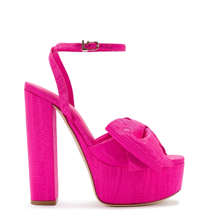 Elle Platform Sandal In Magenta Fabric Retro Plimsoll Style  