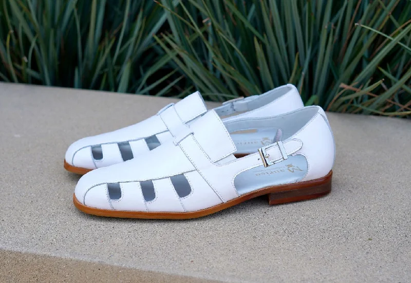 Maurice Calfskin Slip-On Sandal/Shoe White Loose - Fit Slipper Style  