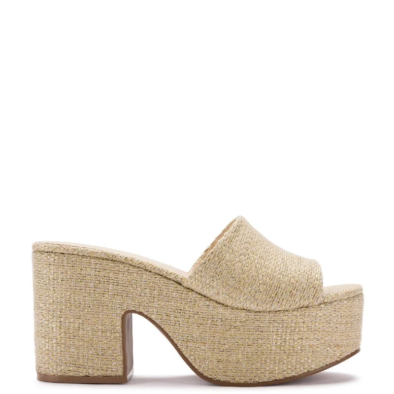 Miso Platform Sandal In Metallic Raffia Vintage Oxford Appeal 