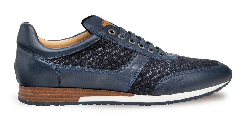 Mezlan Maxim Lace-Up Sneaker Blue Leather Driving Shoe Style  