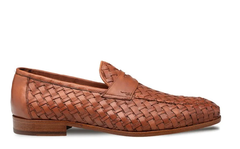 Mezlan "Solomeo" Woven Loafer Cognac Loose - Fit Slipper Style  