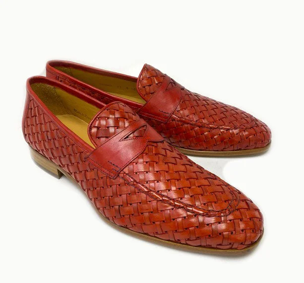 Mezlan "Solomeo" Woven Loafer Red Lightweight Tennis Sneaker Look  