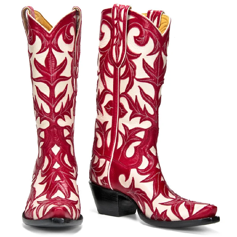 Monet 12" - Red/Bone Victorian - Era Boot Style  