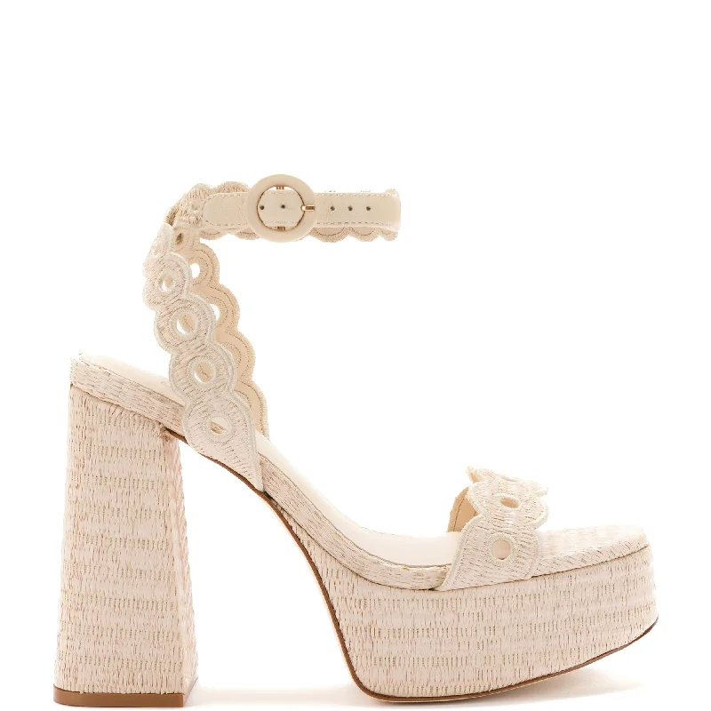 Dolly Broderie Sandal In Natural Raffia Dressy Chelsea Boot Style 